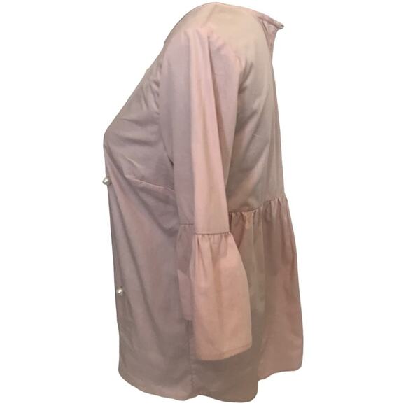 New ~ COMO VINTAGE ~ Faux Pearl Ruffle Sleeve 100% Cotton ~Sz Small~ Cottagecore - Picture 4 of 6